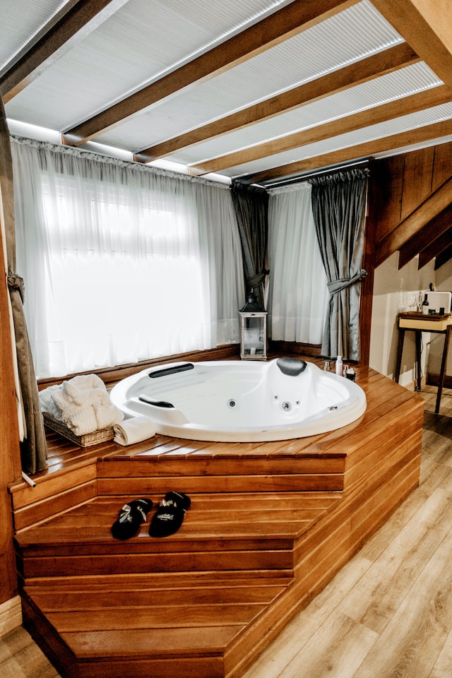 hot tub in wooden room