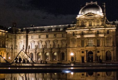 Pond Lighting - The Louvre Museum Reflection on Water Pond